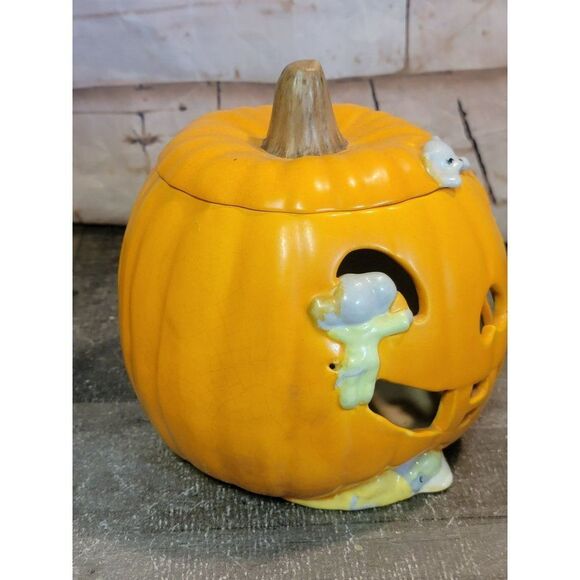 Ceramic tealight Jack O'Lantern mouse mice Halloween home decor figure - Picture 4 of 7